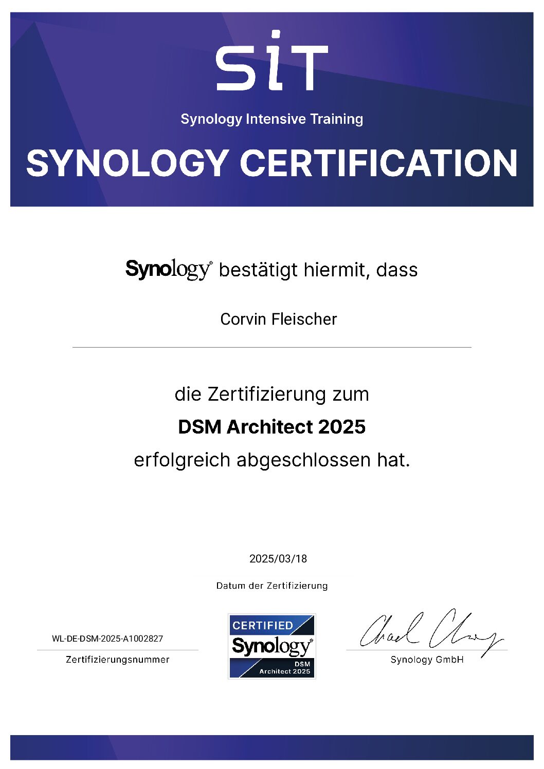 DSM Zertifikat Corvin Datadiorama ist zertifizierter UniFy Partner